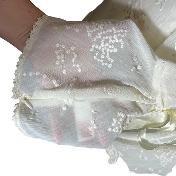 TapeMeasure for Anthropologie Sheer Faux-Wrap Blouse • Embroidered • Size 10 - Picture 7 of 11